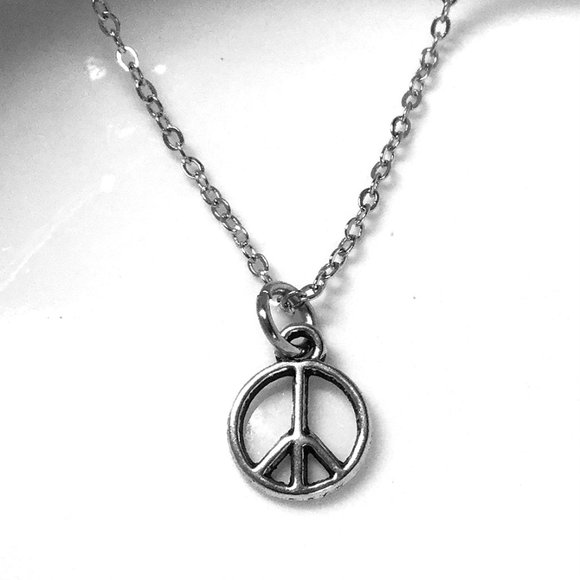 Tiny Peace Symbol Charm Necklace - Picture 1 of 1